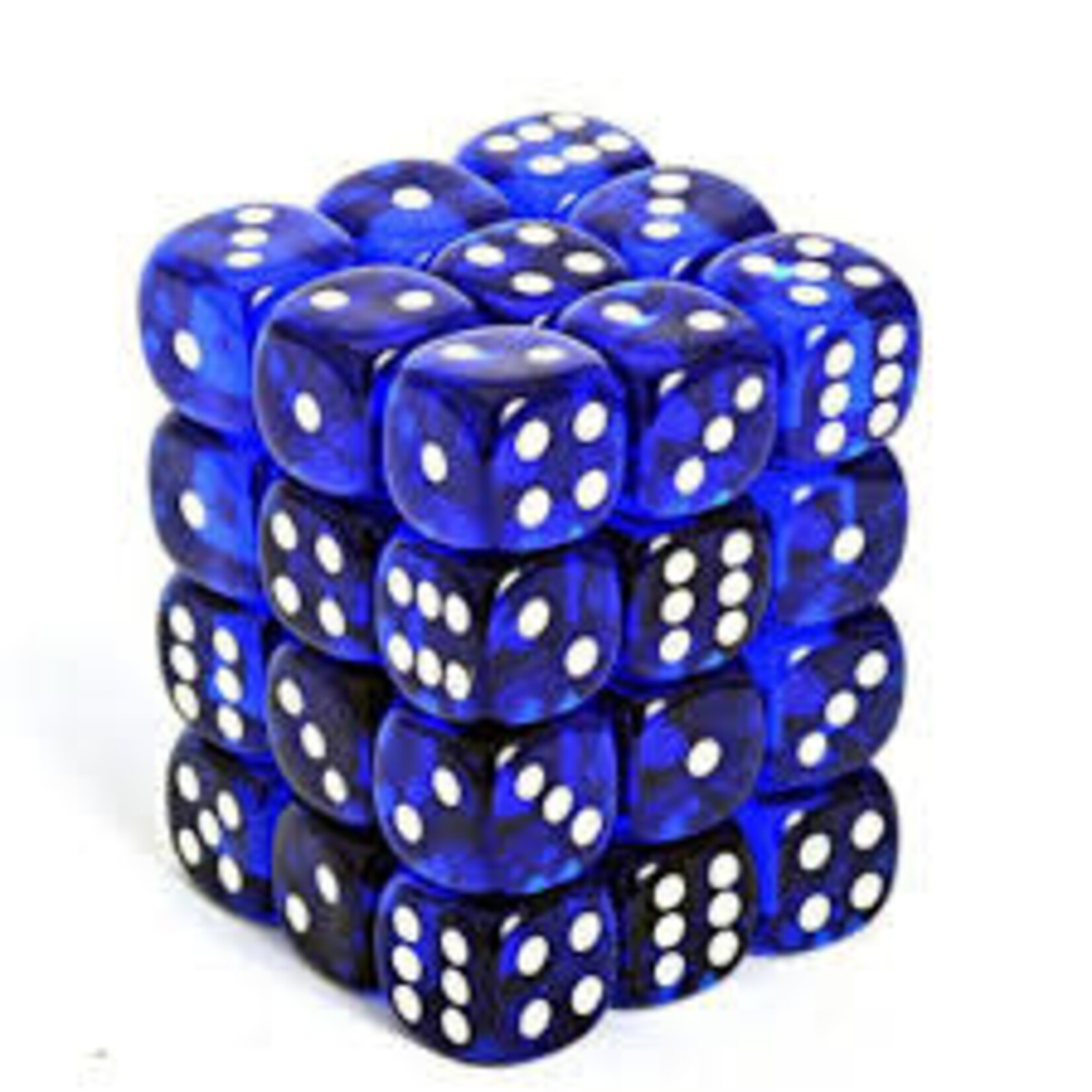 Chessex Translucent Blue/white 12mm d6 Dice Block (36 dice)