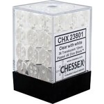 Chessex Translucent Clear/white 12mm d6 Dice Block (36 dice)