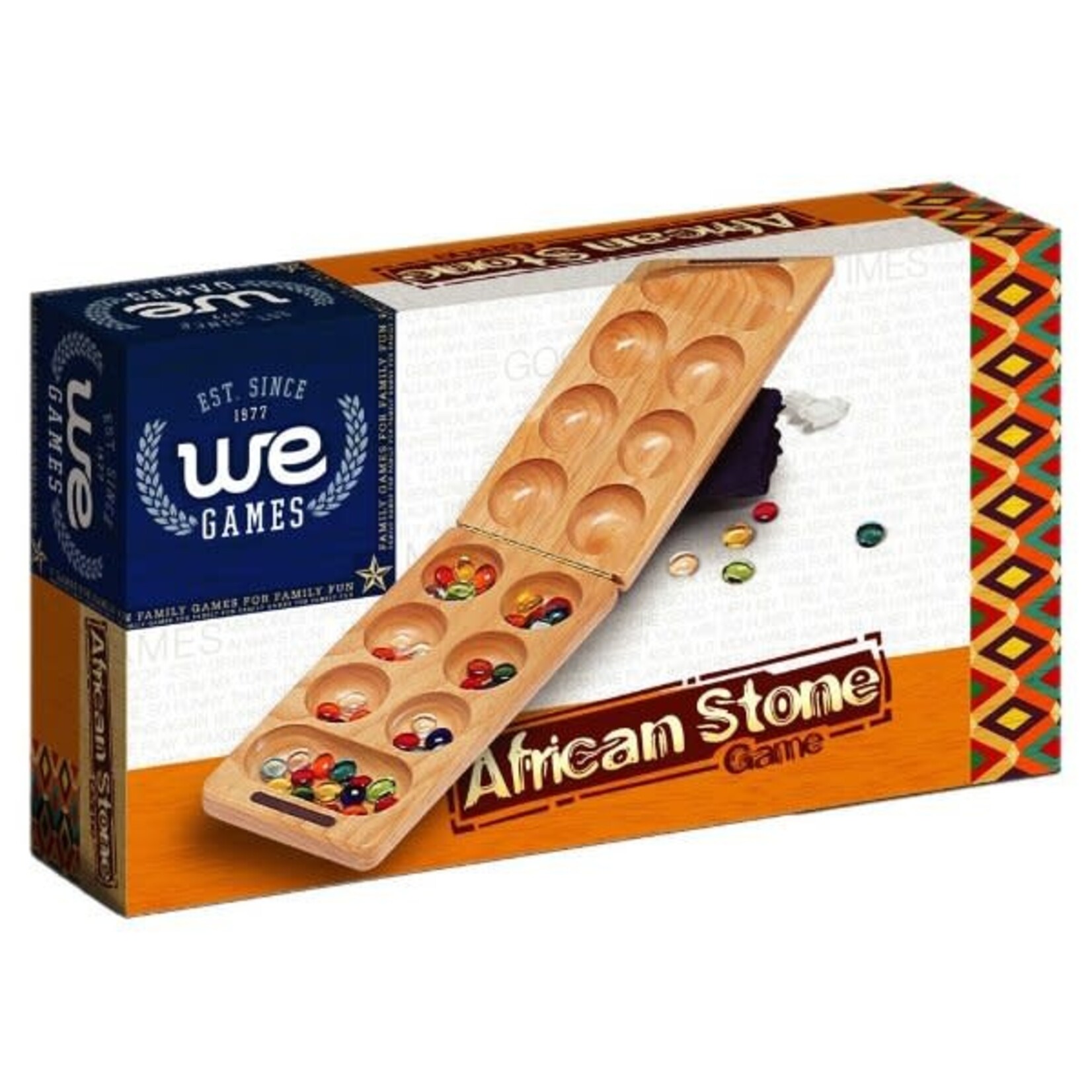 Africa Mancala Board Game with Colorful Natural Stones Pebbles