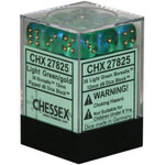 Chessex Borealis Light Green/gold Luminary 12mm d6 Dice Block (36 dice)