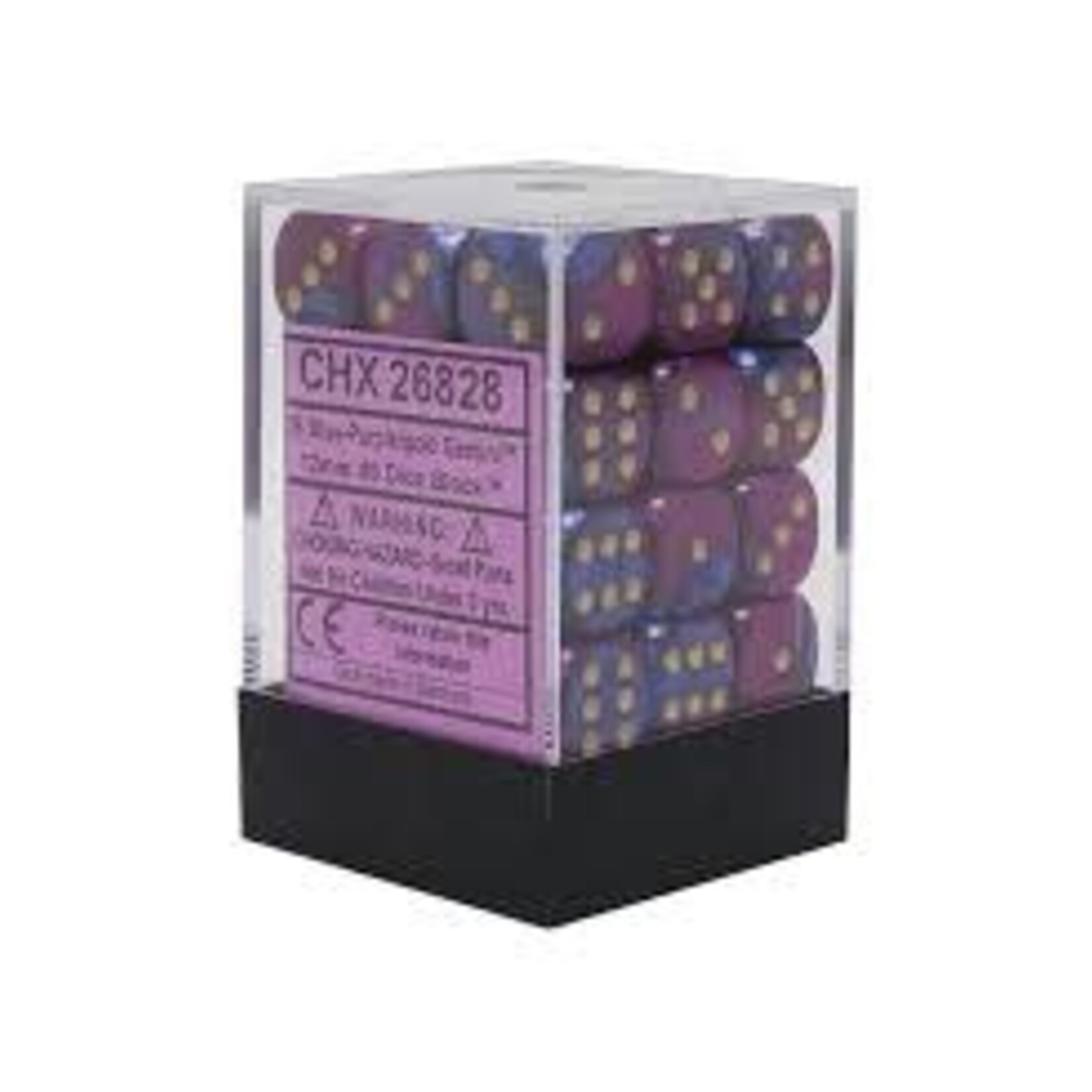Chessex Gemini Blue-Purple/gold 12mm d6 Dice Block (36 dice)