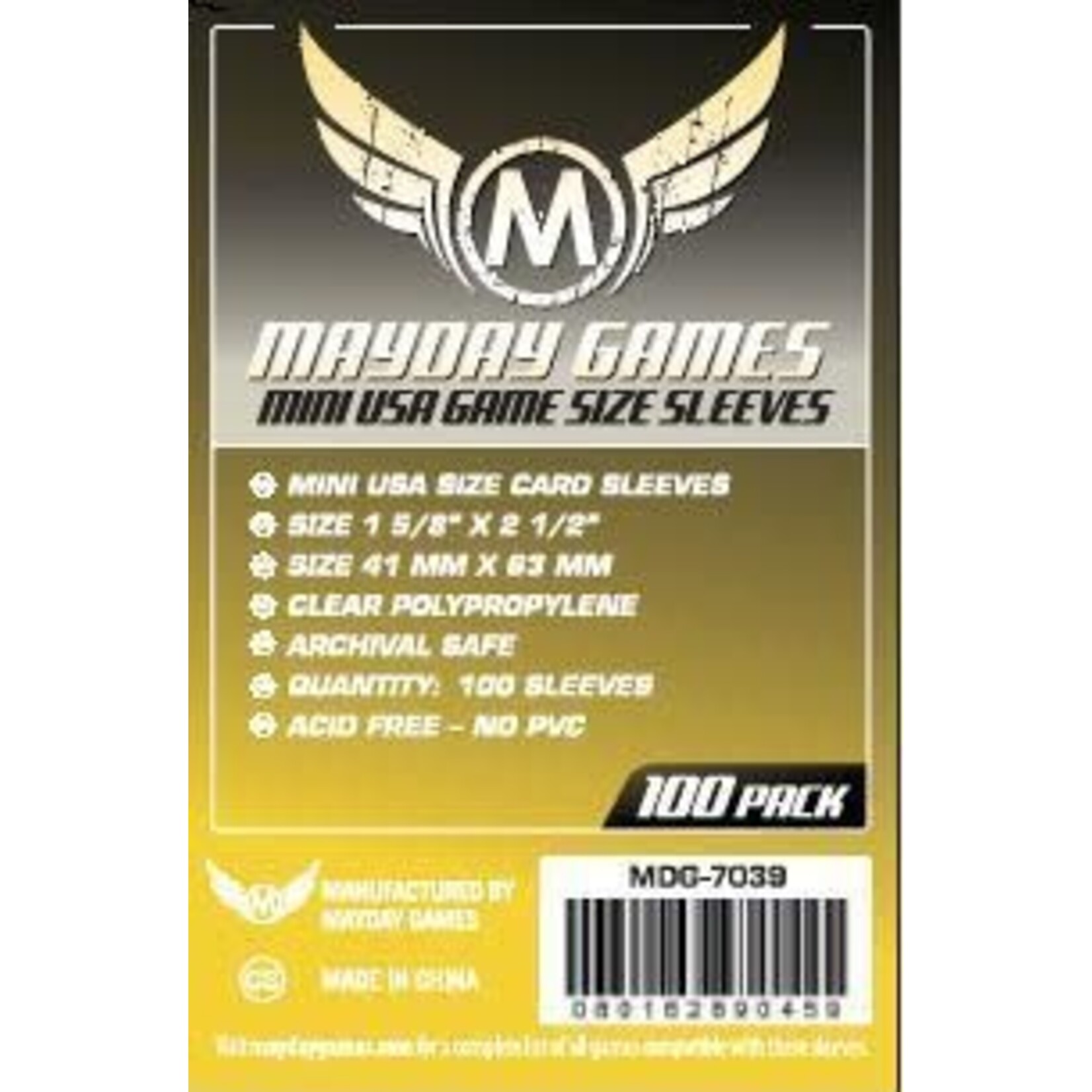 Mayday Games Standard Mini Usa Sleeves 41Mm X 63Mm 100Ct