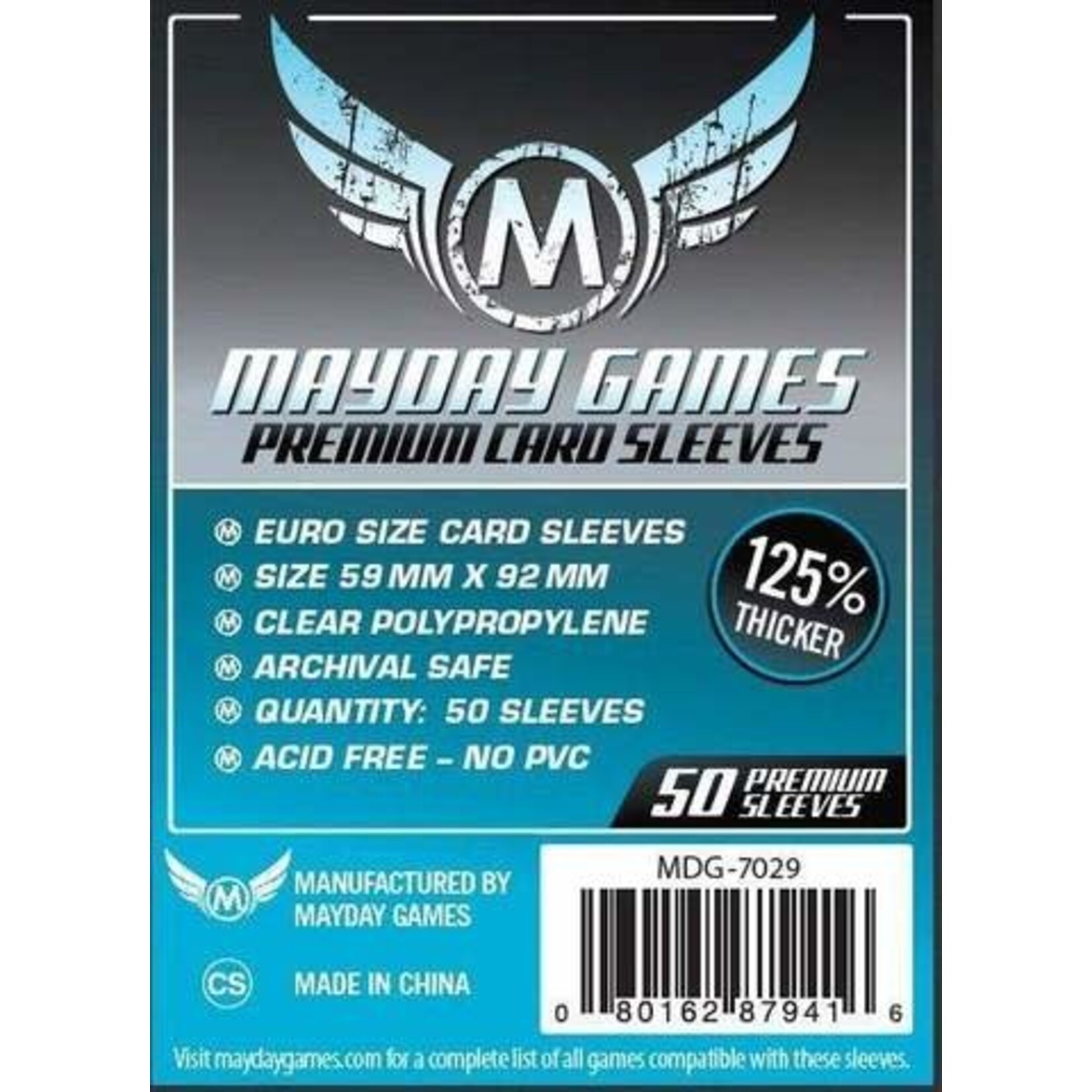 Mayday Games Sleeves: Premium Mini Euro Sleeves 45mm x 68mm Dark Blue (50)
