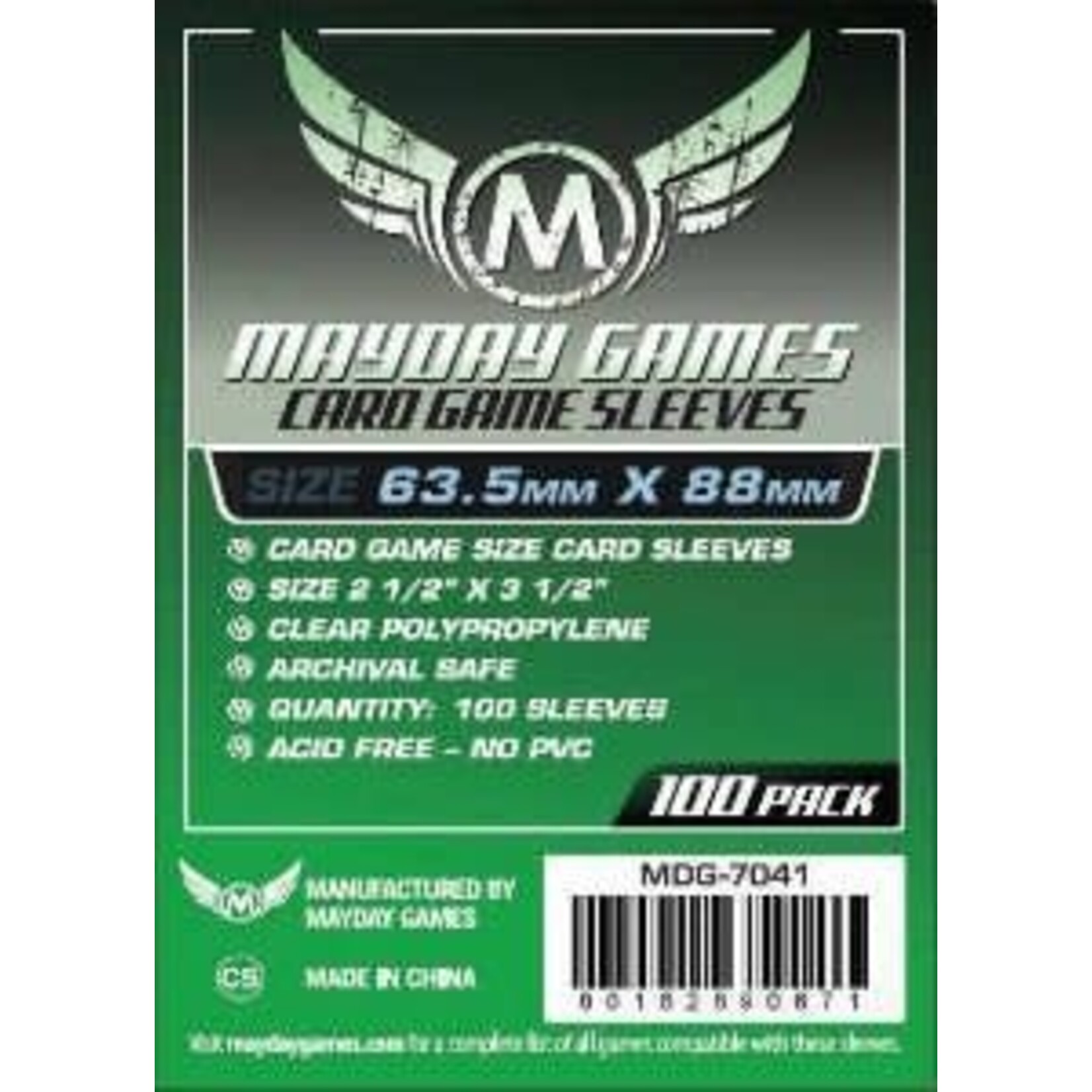 Mayday Games Standard Card Sleeves 63.5Mm X 88Mm 100Ct