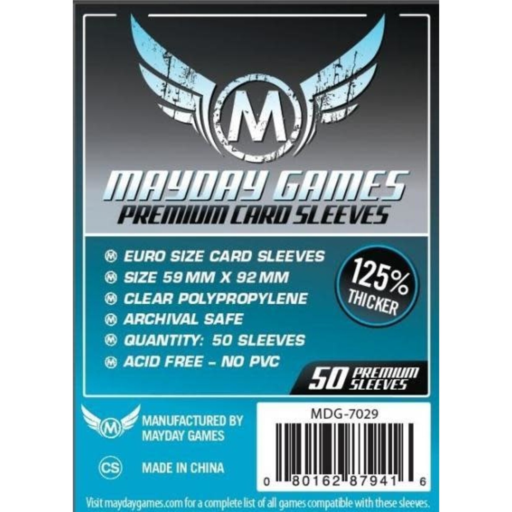 Mayday Games Sleeves: Premium Euro Card Sleeves 59mm x 92mm (50)