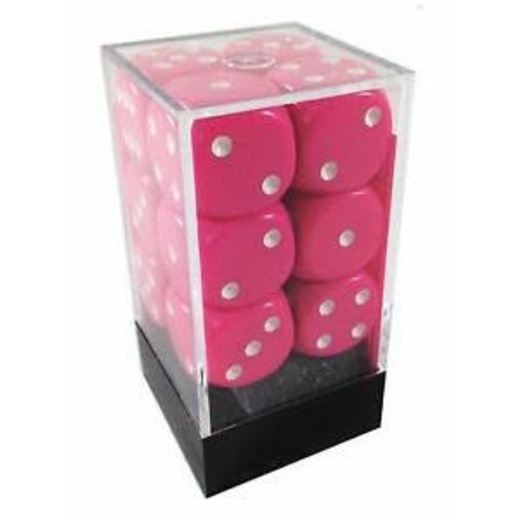 Chessex Opaque Pink/white 16mm d6 Dice Block (12 dice)