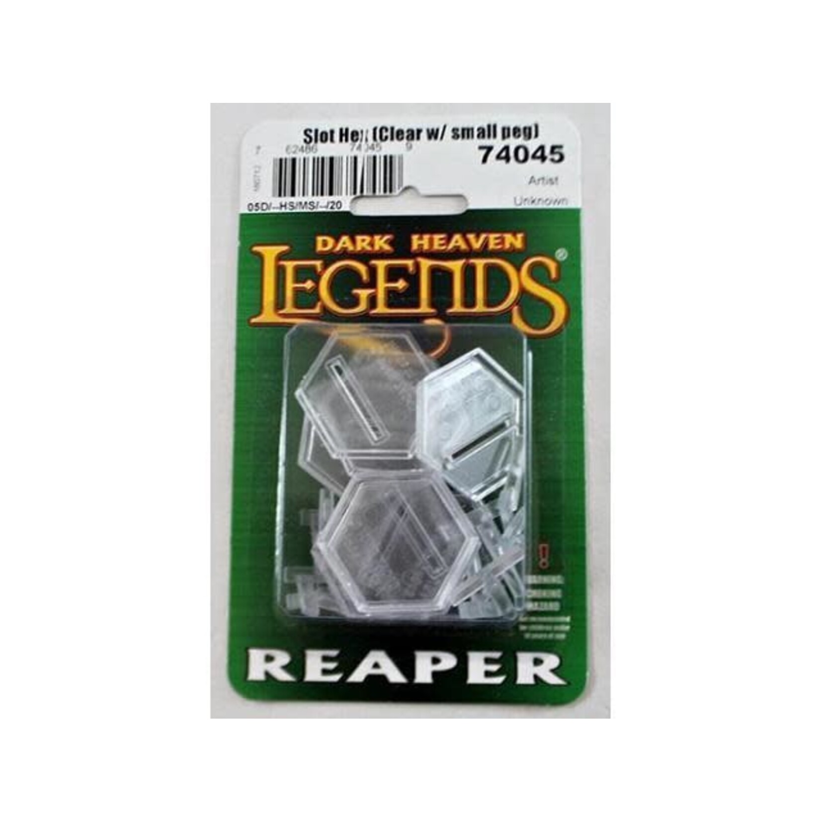 Reaper Miniatures 1 Inch Transparent Slotted Hex w/ Short Hover Peg (10 bases, 10 pegs)