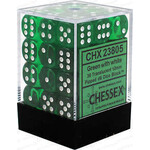 Chessex Translucent Green/white 12mm d6 Dice Block (36 dice)