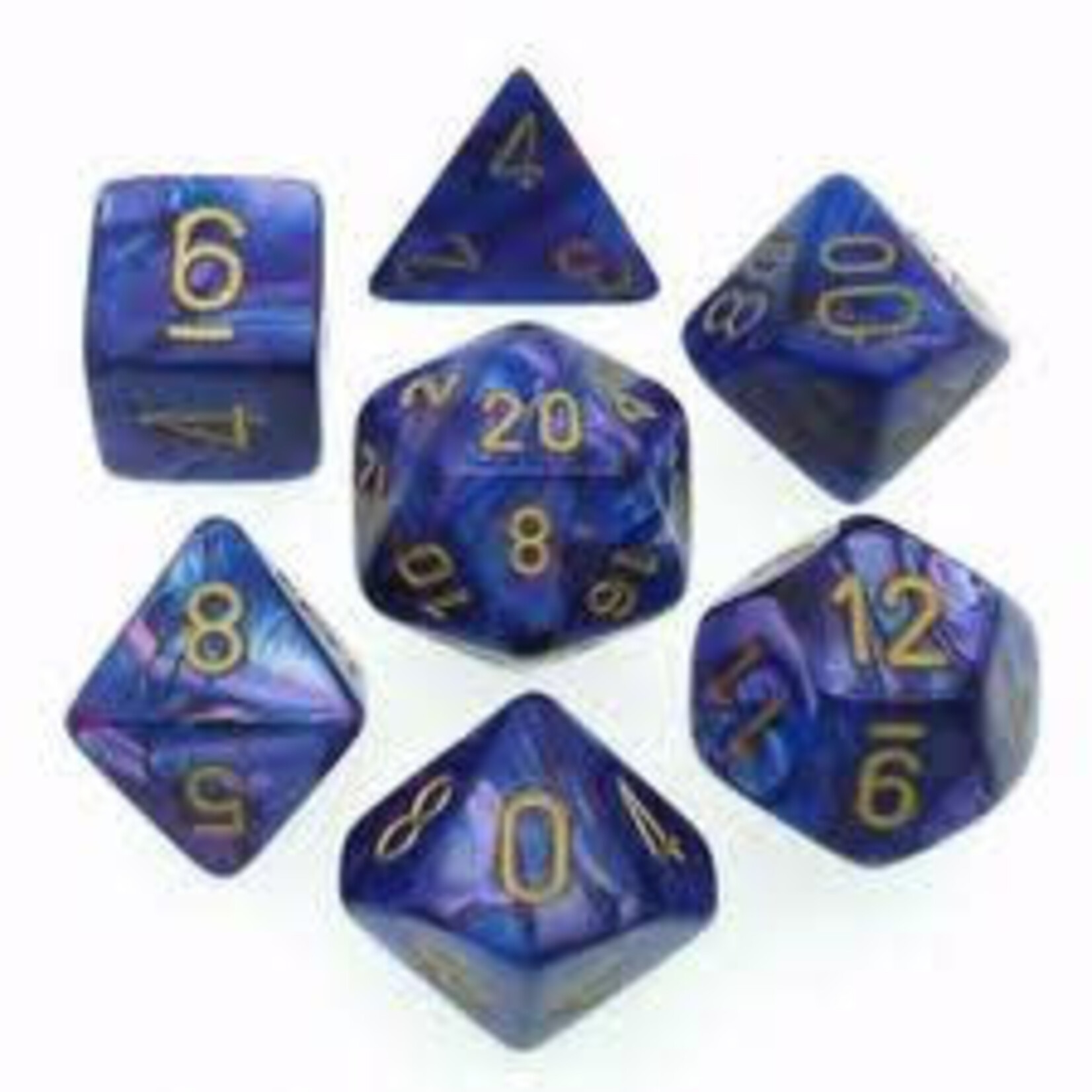 Chessex Lustrous Purple/gold Polyhedral 7-Dice Set
