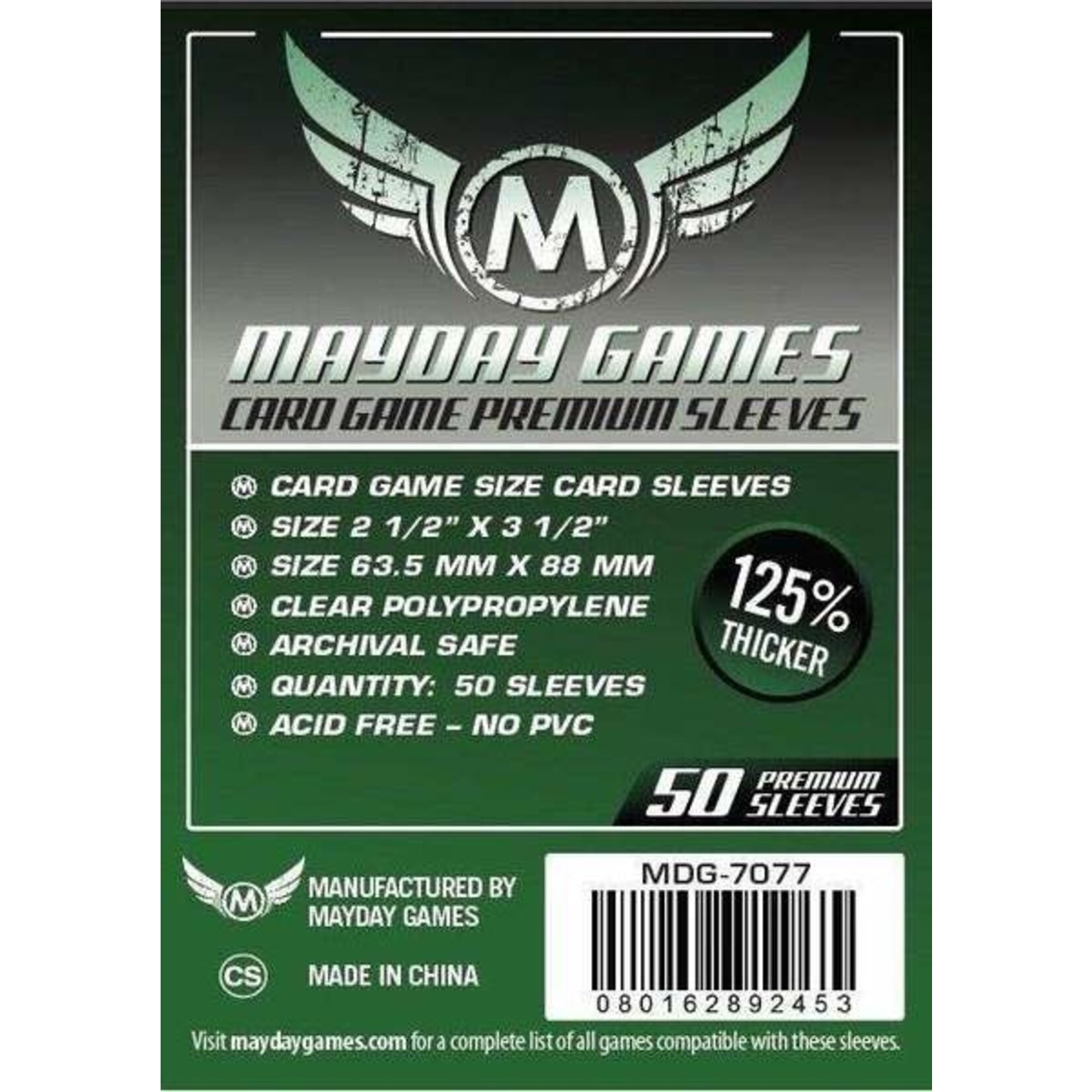 Mayday Games Sleeves: Premium Card Sleeves 63.5mm x 88mm Dark Green (50)