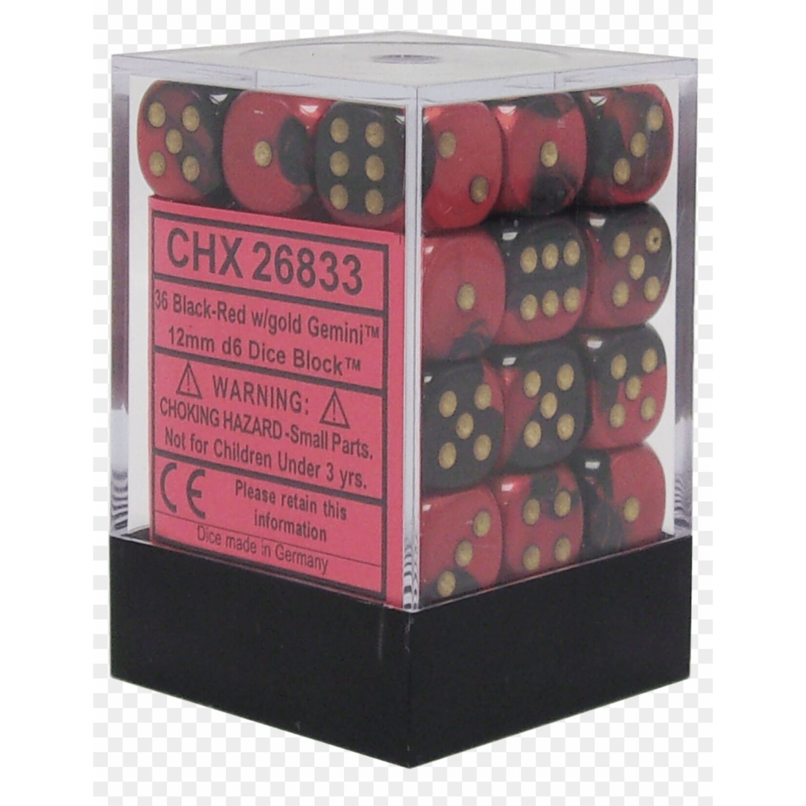 Chessex Gemini Black-Red/gold 12mm d6 Dice Block (36 dice)