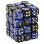 Chessex Gemini Black-Blue/gold 12mm d6 Dice Block (36 dice)