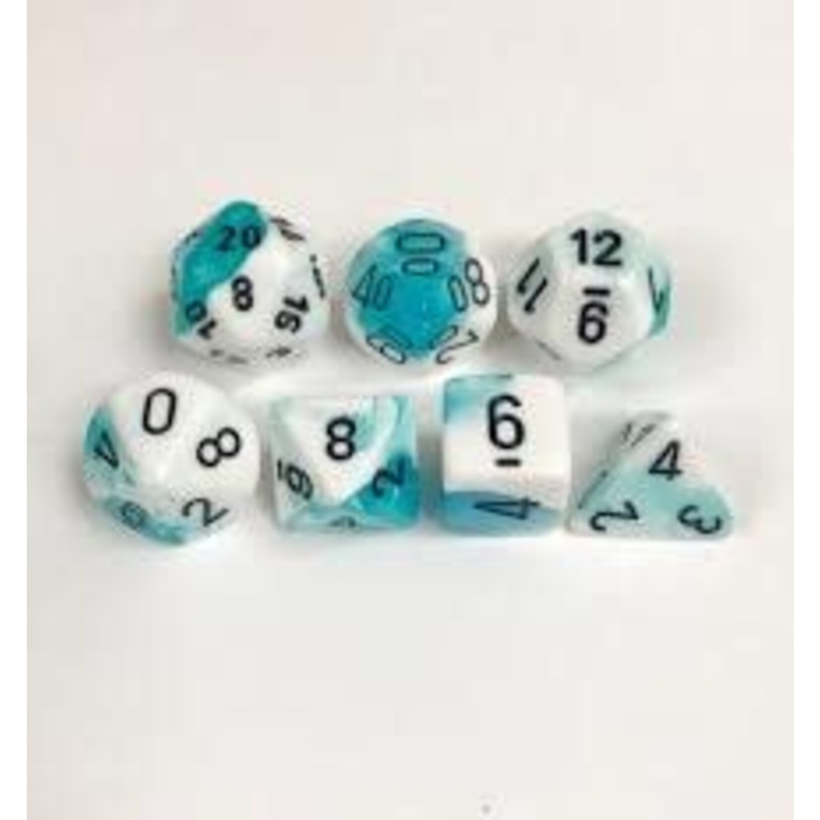 Chessex Gemini Teal-White/black Polyhedral 7-Dice Set