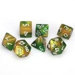 Chessex Gemini Gold-Green/white Polyhedral 7-Dice Set