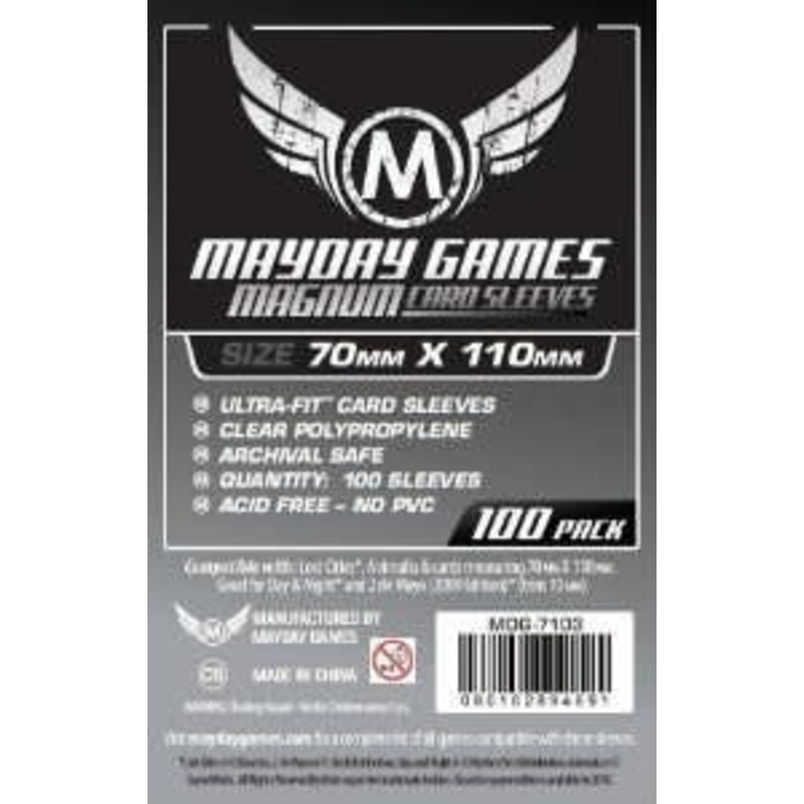 Mayday Games Sleeves: Magnum Silver Sleeves 70mm x 110mm (Lost Cities)(100)