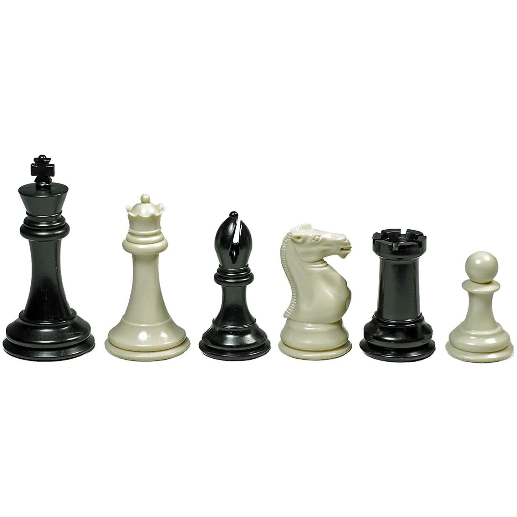 Wood Expressions Super Tournament Staunton Chessmen – Triple Weighted Black & Cream Plastic Set with 4 in. King