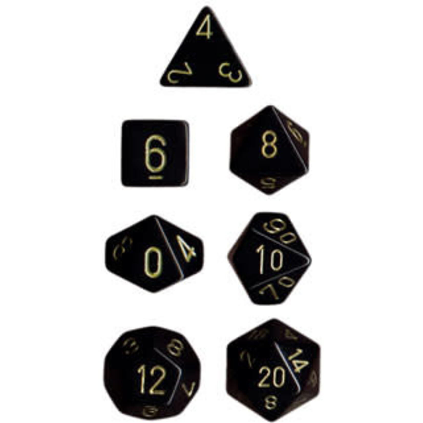 Chessex Opaque Black/gold Polyhedral 7-Dice Set
