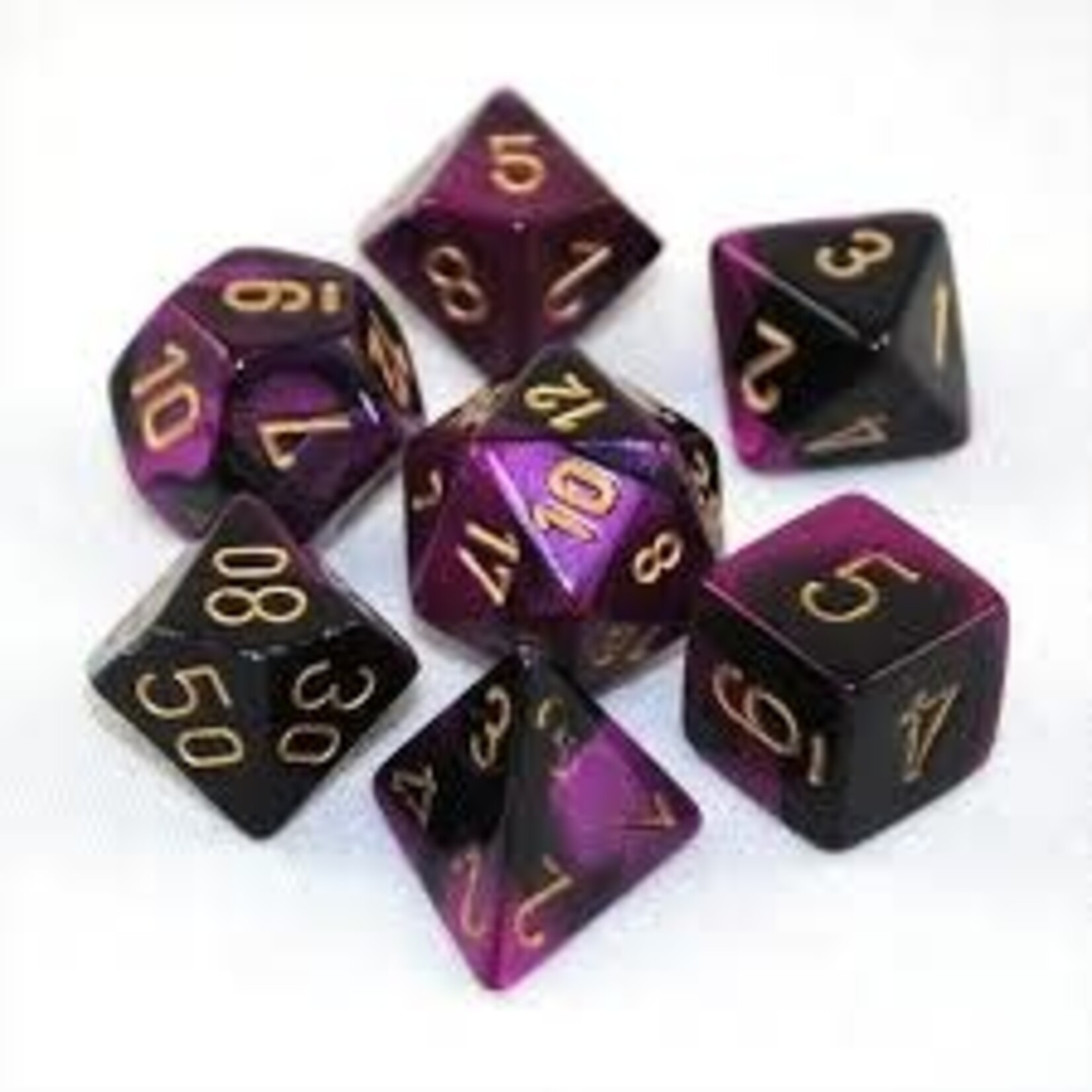 Chessex Gemini Black-Purple/gold Polyhedral 7-Dice Set