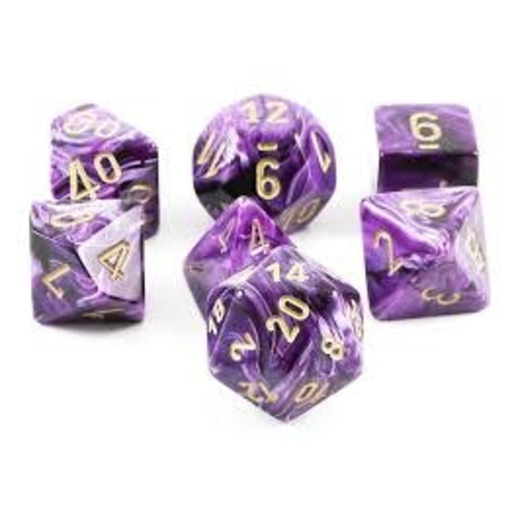 Chessex Vortex Purple/gold Polyhedral 7-Dice Set