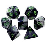 Chessex Gemini Black-Grey/green Polyhedral 7-Dice Set
