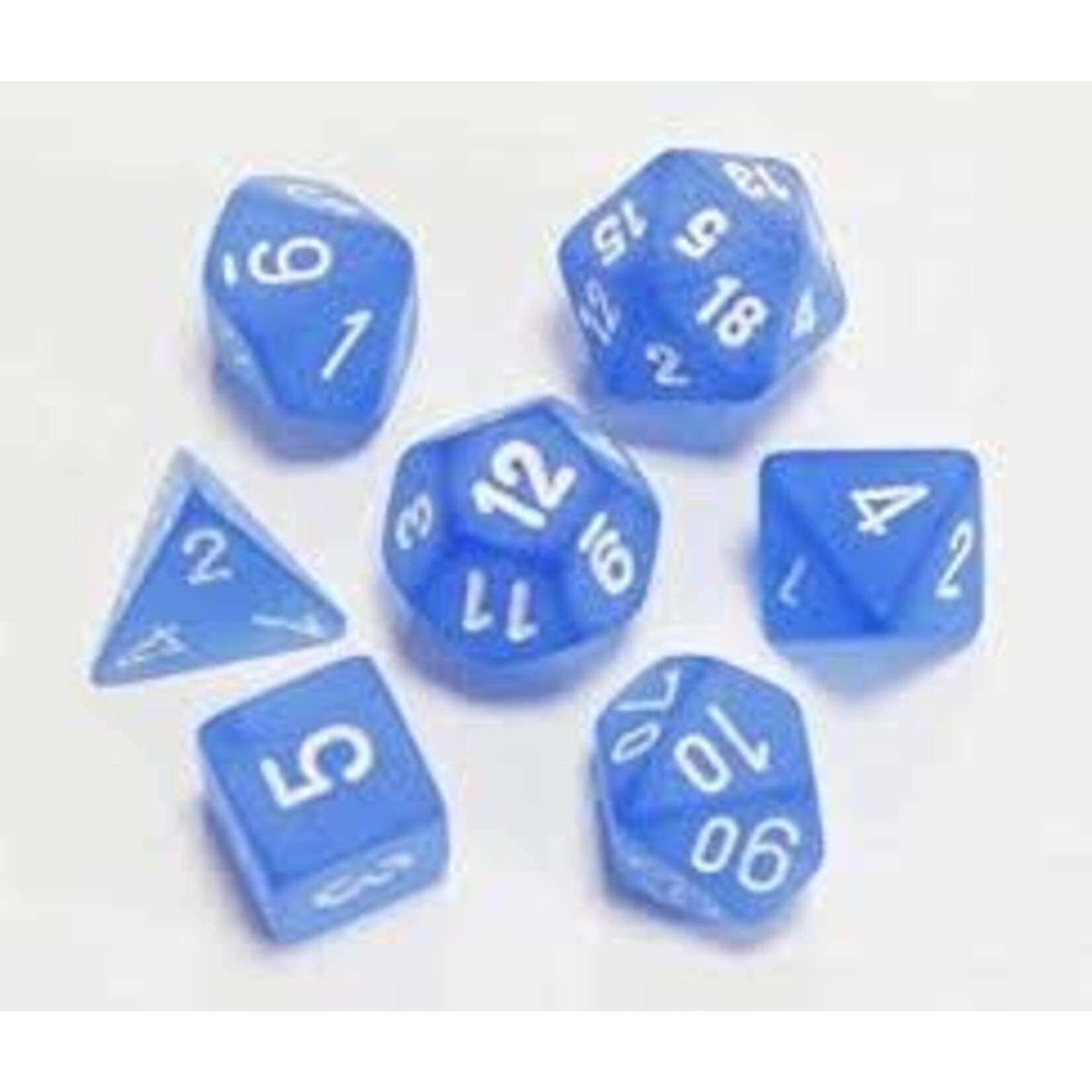 Chessex Frosted Blue/white Polyhedral 7-Dice Set