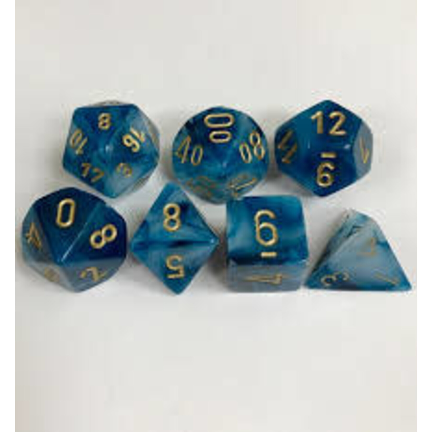 Chessex Phantom Teal/gold Polyhedral 7-Dice Set