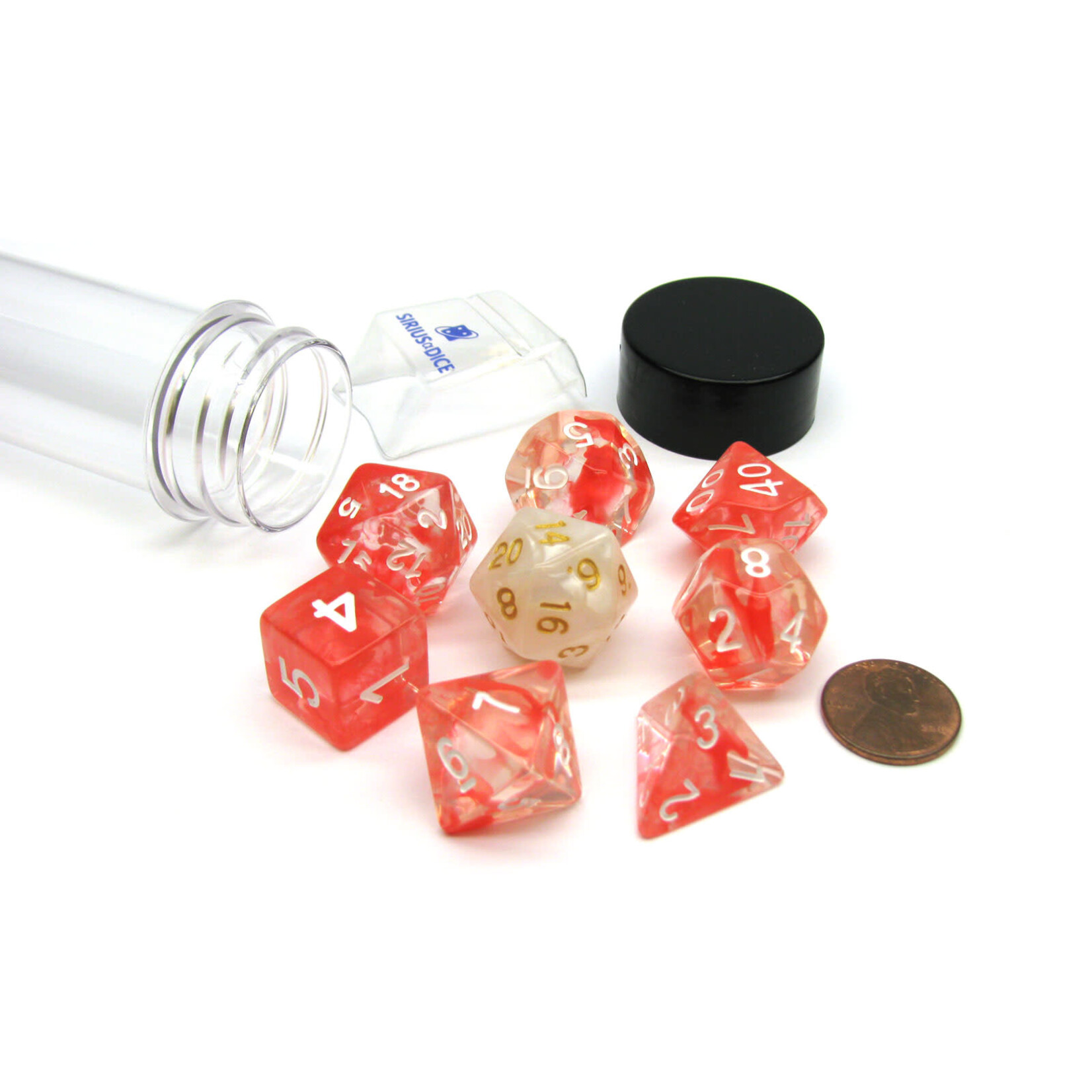Sirius Dice RPG Dice Set (7): Red Cloud Transparent Resin