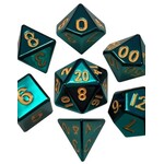 Metallic Dice Games 16mm Turquoise Painted Metal Polyhedral Dice Set