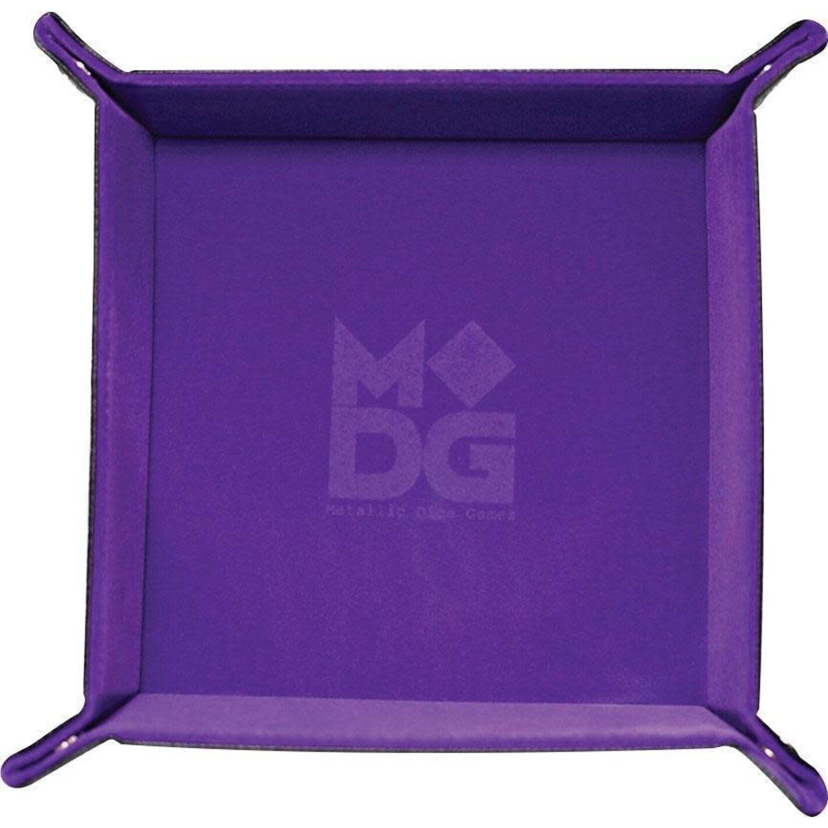 Metallic Dice Games Velvet Folding Dice Tray with Leather Backing: 10in x 10in Purple