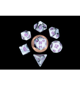 Metallic Dice Games Mini Poly Marble/Purple (7)