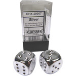 Chessex Silver Metallic 16mm d6 Dice Pair