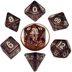 Metallic Dice Games Mini Polyhedral Dice Set: Ethereal Black with White Numbers