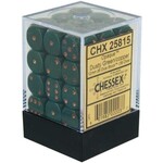 Chessex Opaque Dusty Green/copper 12mm d6 Dice Block (36 dice)