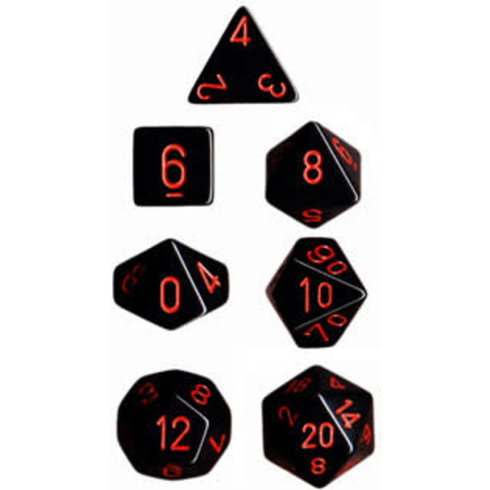 Chessex Opaque Black/red Polyhedral 7-Dice Set