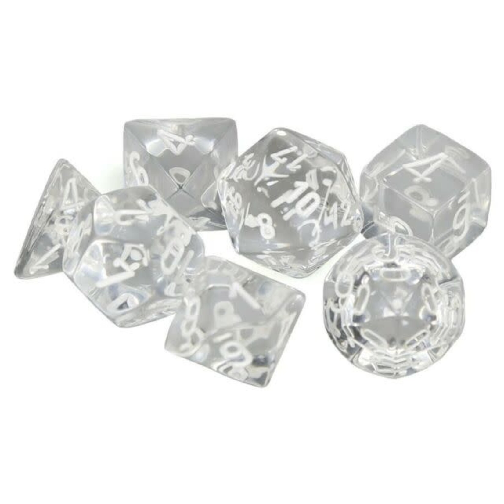 Chessex Translucent Clear/white Polyhedral 7-Dice Set