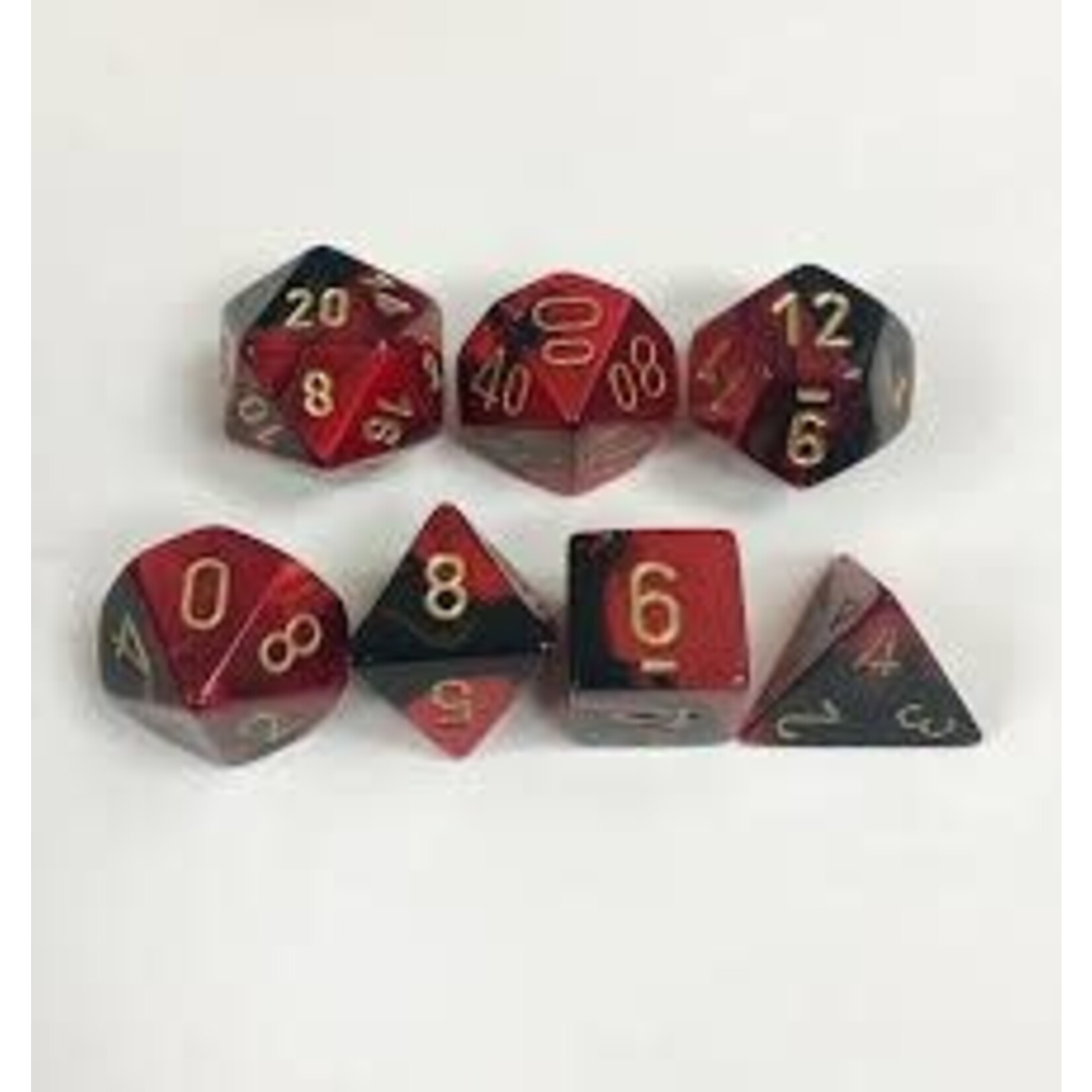 Chessex Gemini Black-Red/gold Polyhedral 7-Dice Set