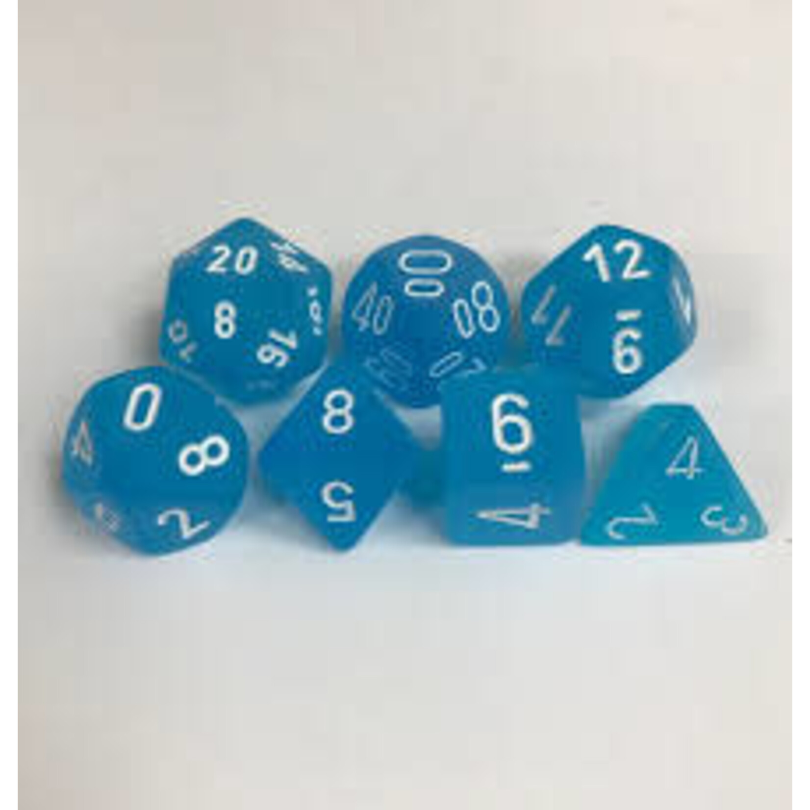 Chessex Frosted Caribbean Blue/white Polyhedral 7-Dice Set