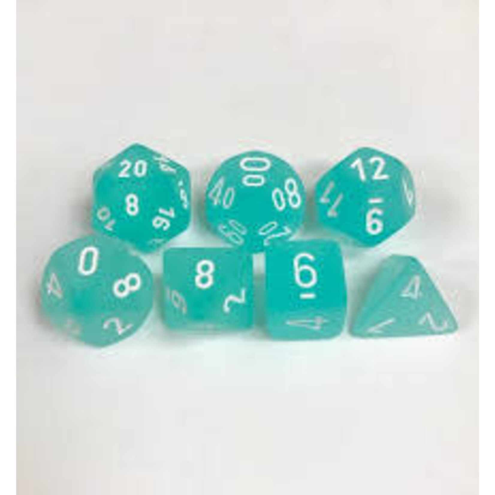 Chessex Frosted Teal/white Polyhedral 7-Dice Set