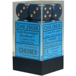 Chessex Opaque Dusty Blue/copper 16mm d6 Dice Block (12 dice)