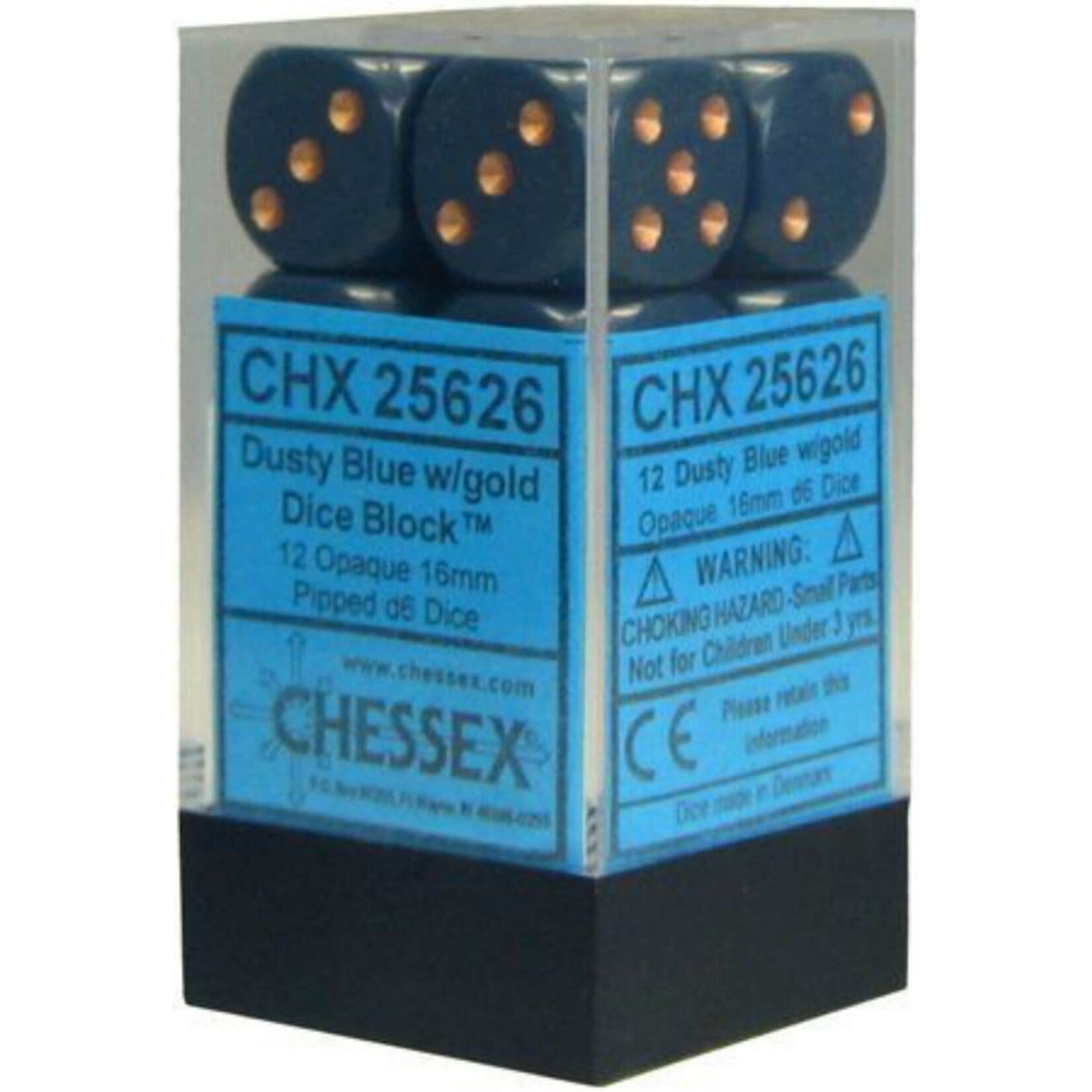 Chessex Opaque Dusty Blue/copper 16mm d6 Dice Block (12 dice)