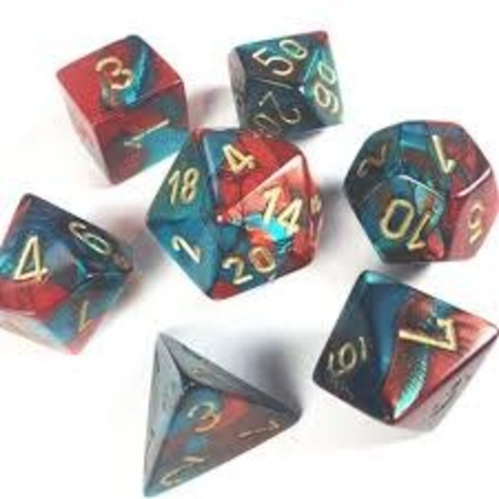 Chessex Gemini Red-Teal/gold Polyhedral 7-Dice Set