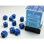 Chessex Opaque Blue/white 12mm d6 Dice Block (36 dice)