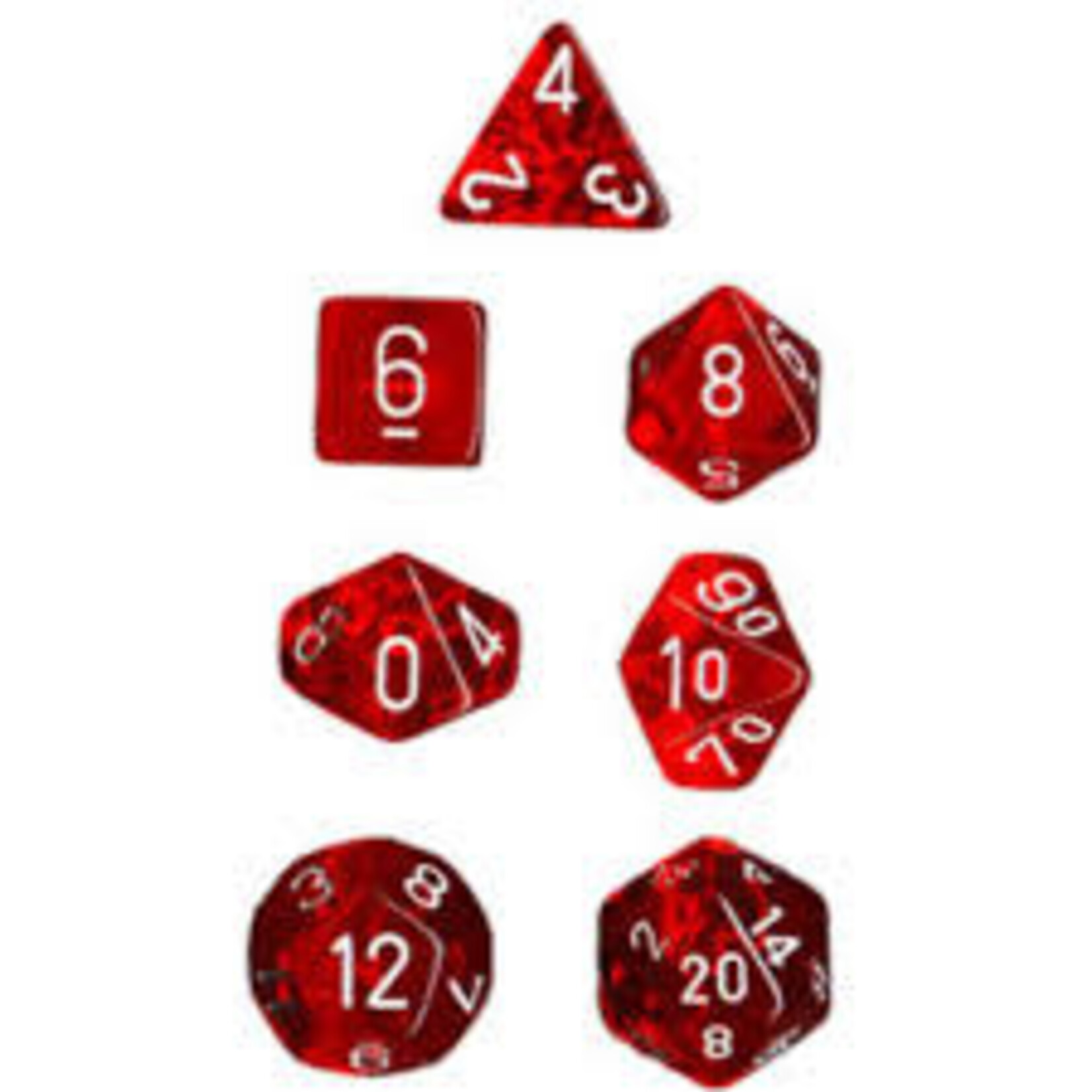 Chessex Translucent Red/white Polyhedral 7-Dice Set