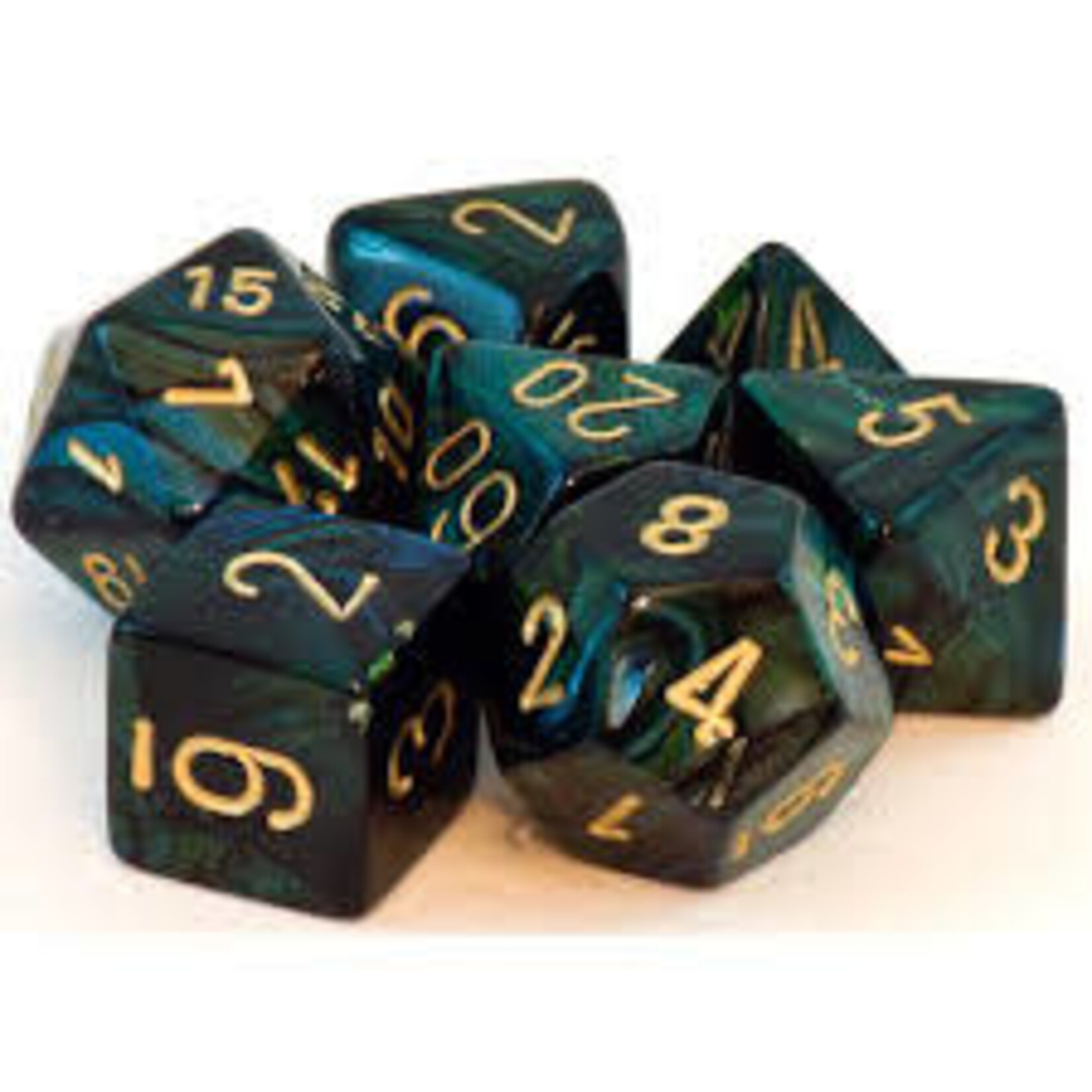 Chessex Scarab Jade/gold Polyhedral 7-Dice Set