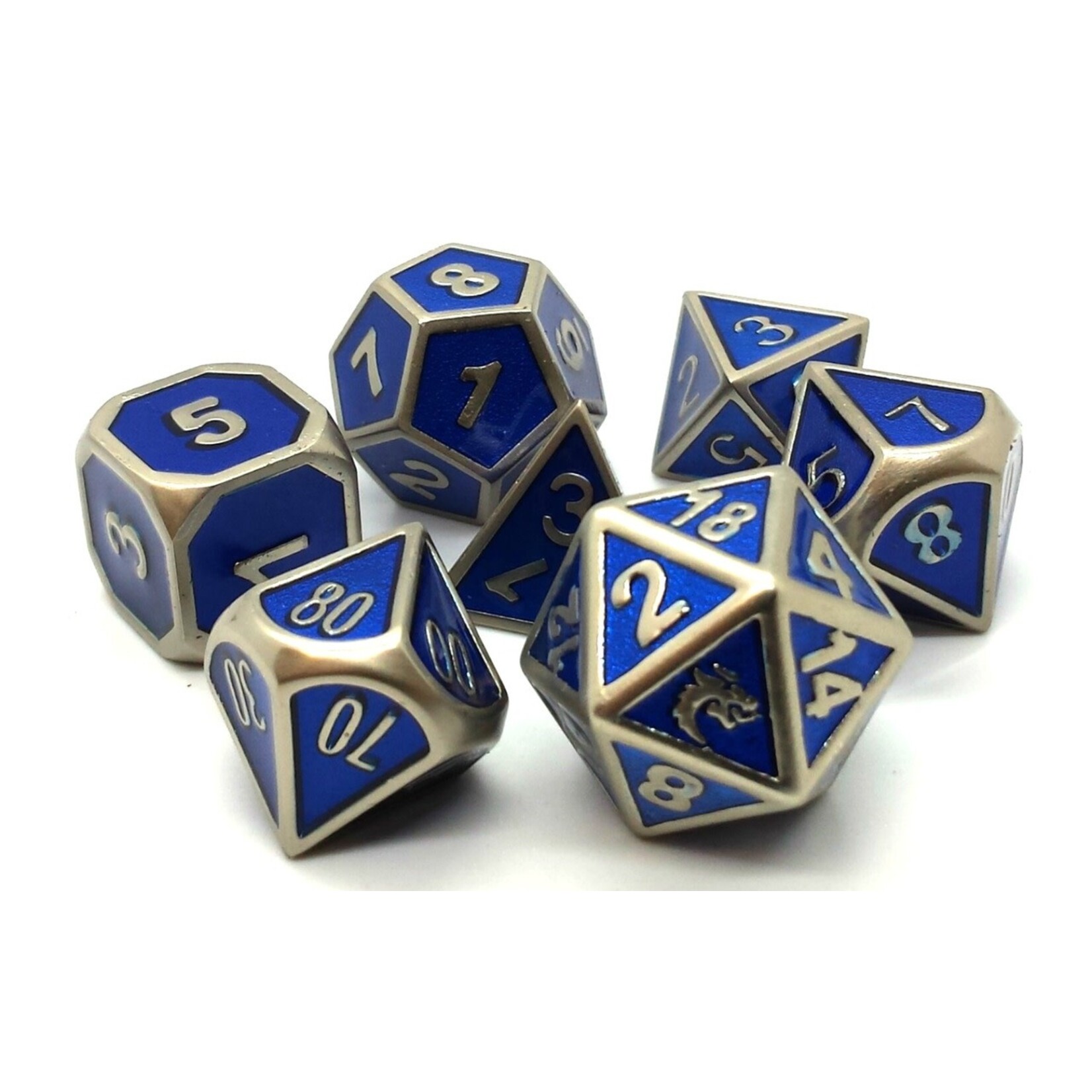 Old School Dice Old School 7 Piece DnD RPG Metal Dice Set: Elven Forged - Metallic Blue