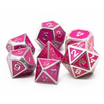 Old School Dice Old School 7 Piece DnD RPG Metal Dice Set: Elven Forged - Metallic Pink