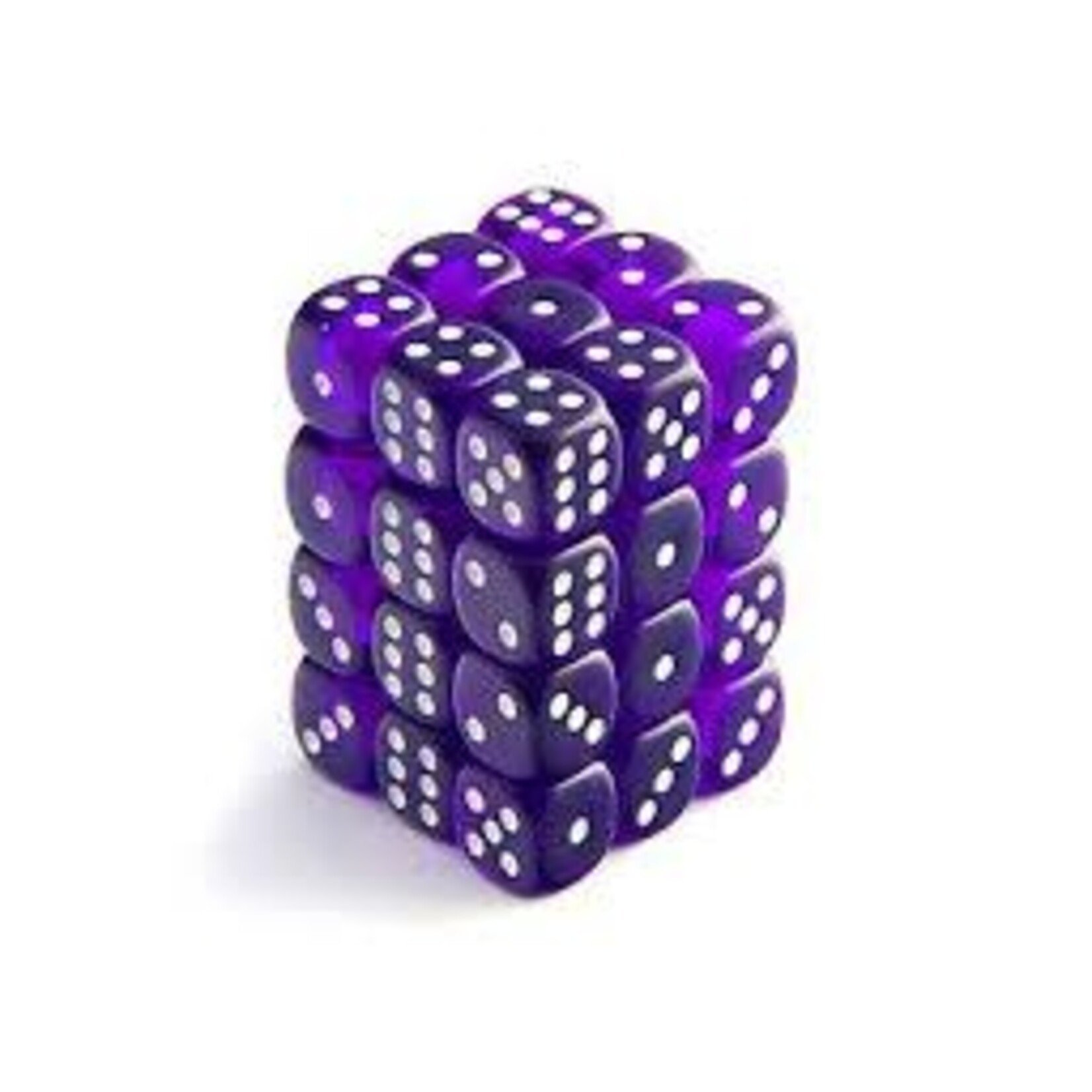 Chessex Translucent Purple/white 12mm d6 Dice Block (36 dice)