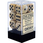 Chessex Marble Ivory/black 16mm d6 Dice Block (12 dice)