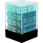 Chessex Frosted Teal/white 12mm d6 Dice Block (36 dice)