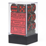 Chessex Translucent Smoke/Red 16mm D6 (12)